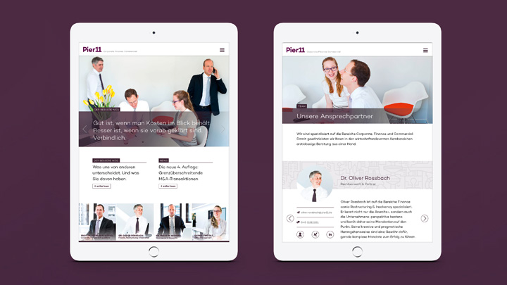 Pier 11 Corporate Design für eine Anwaltskanzlei – Mobile Detail