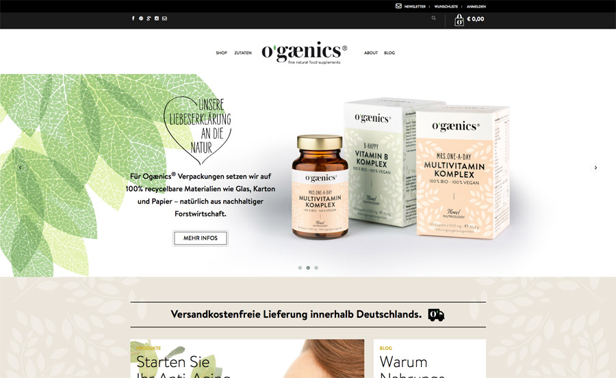 ogaenics Website Startseite