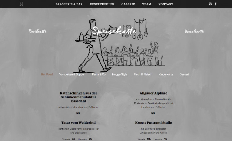 Hygge Website Speisekarte